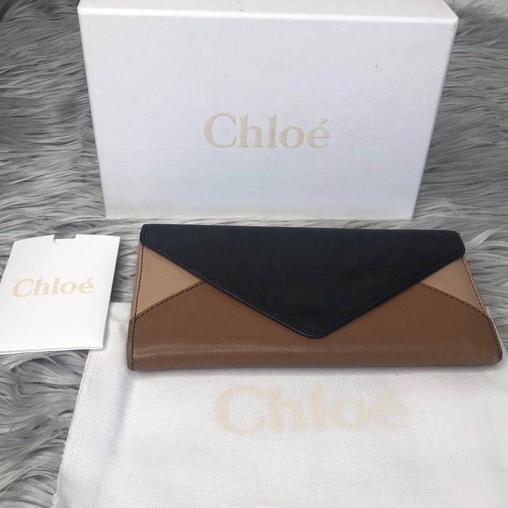 AUTH Chloe Tricolor Clutch Purse